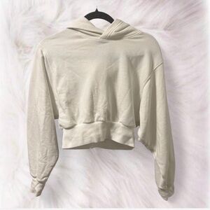 Tna Aritzia White Cropped Hoodie